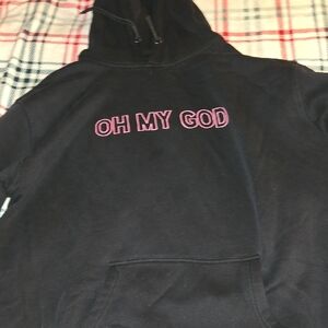 Black Hoodie with Pink Text